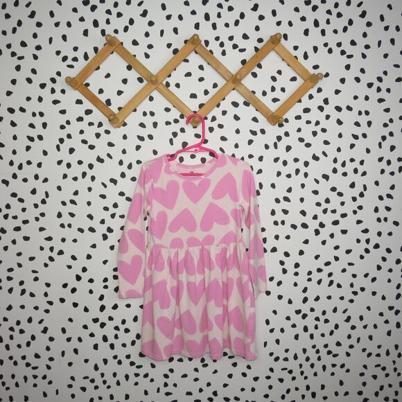 H&M Other - H&M Pink Heart Print Long Sleeve Casual Toddler Dress